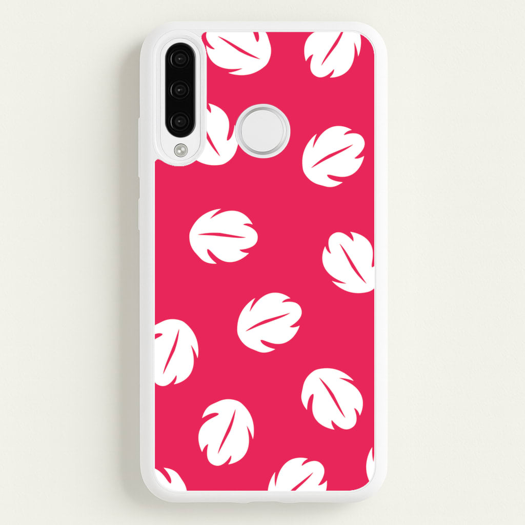 Red And White Cartoon Leaves Pattern - Stitch Phone Case for Huawei P30 Lite