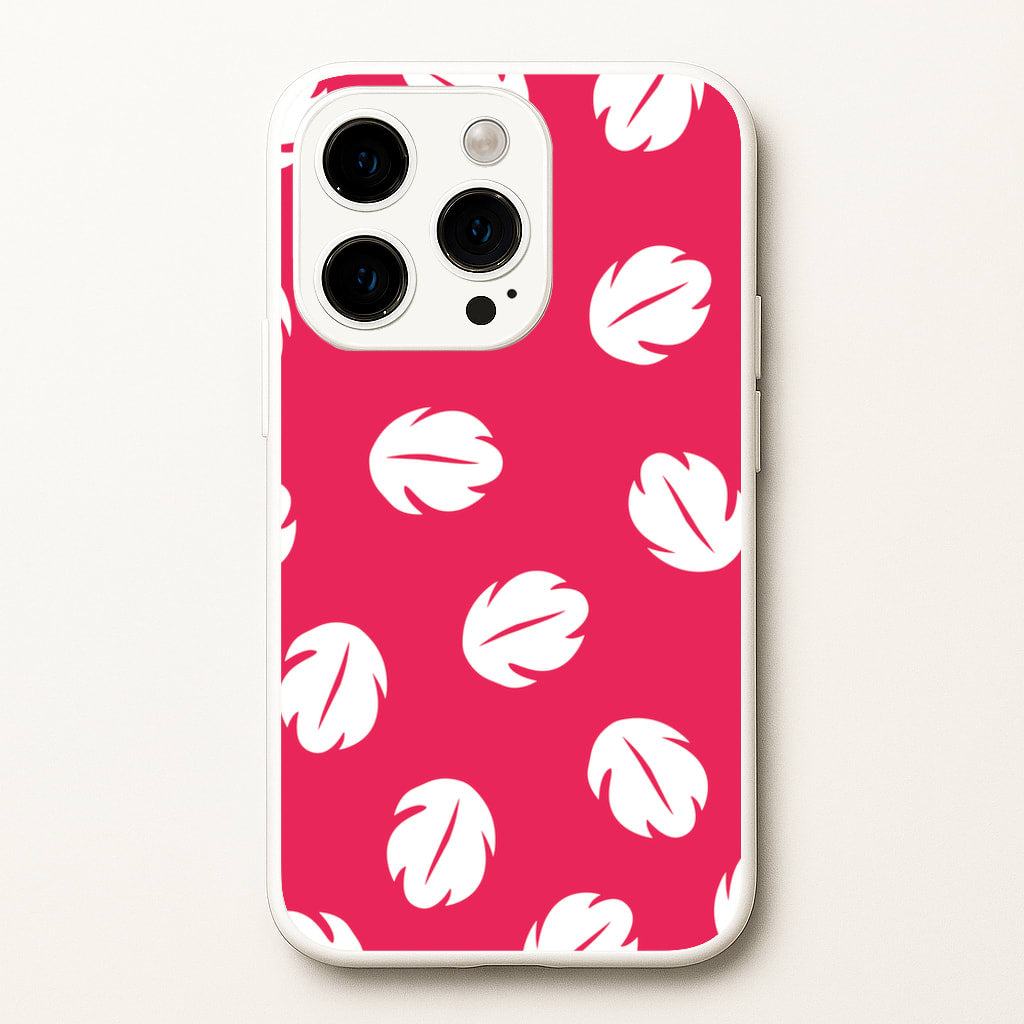 Red And White Cartoon Leaves Pattern - Stitch Phone Case for iPhone 14 Pro Max