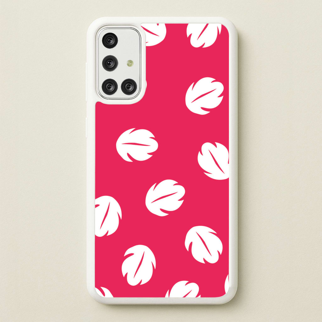 Red And White Cartoon Leaves Pattern - Stitch Phone Case for Galaxy A71