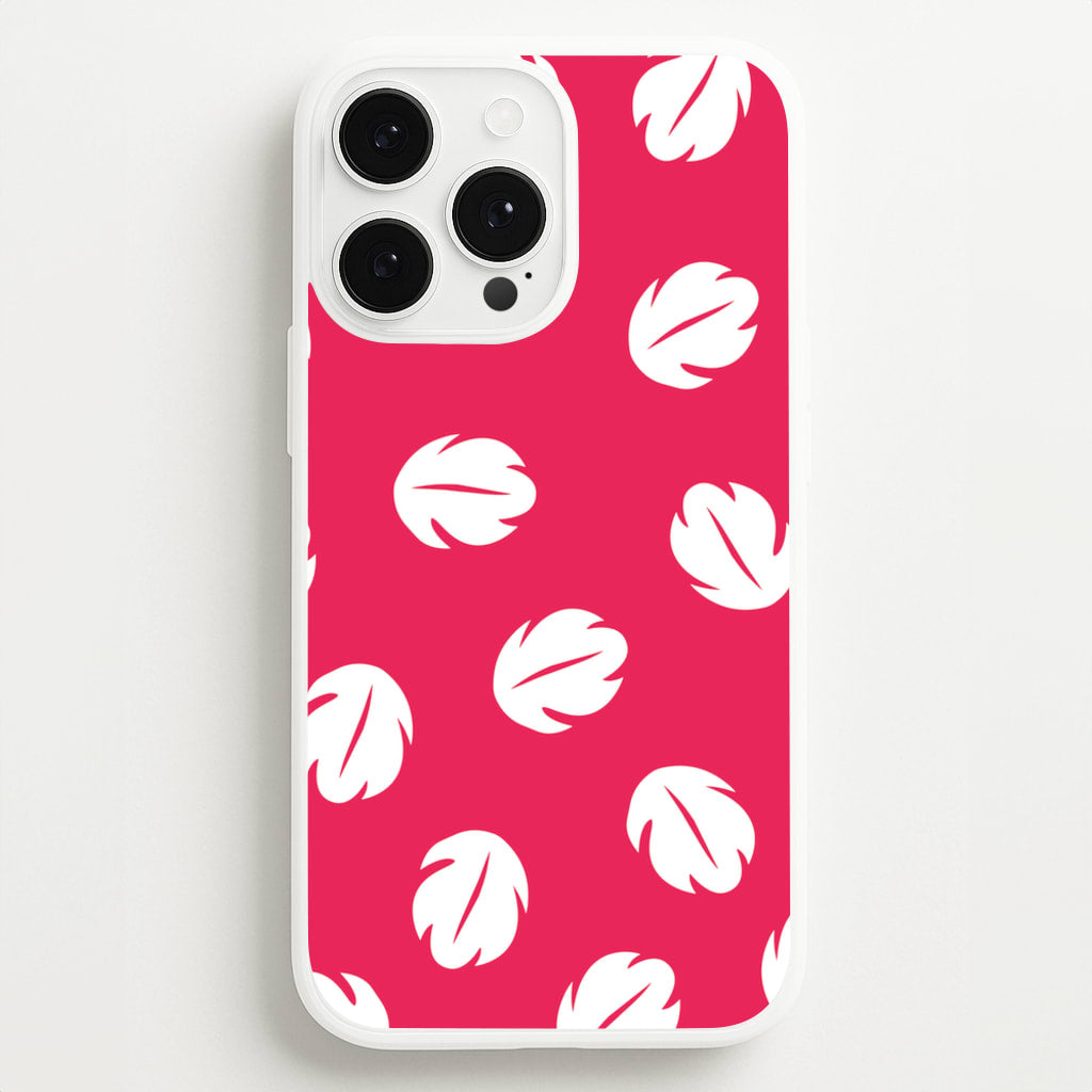 Red And White Cartoon Leaves Pattern - Stitch Phone Case for iPhone 13 Pro Max