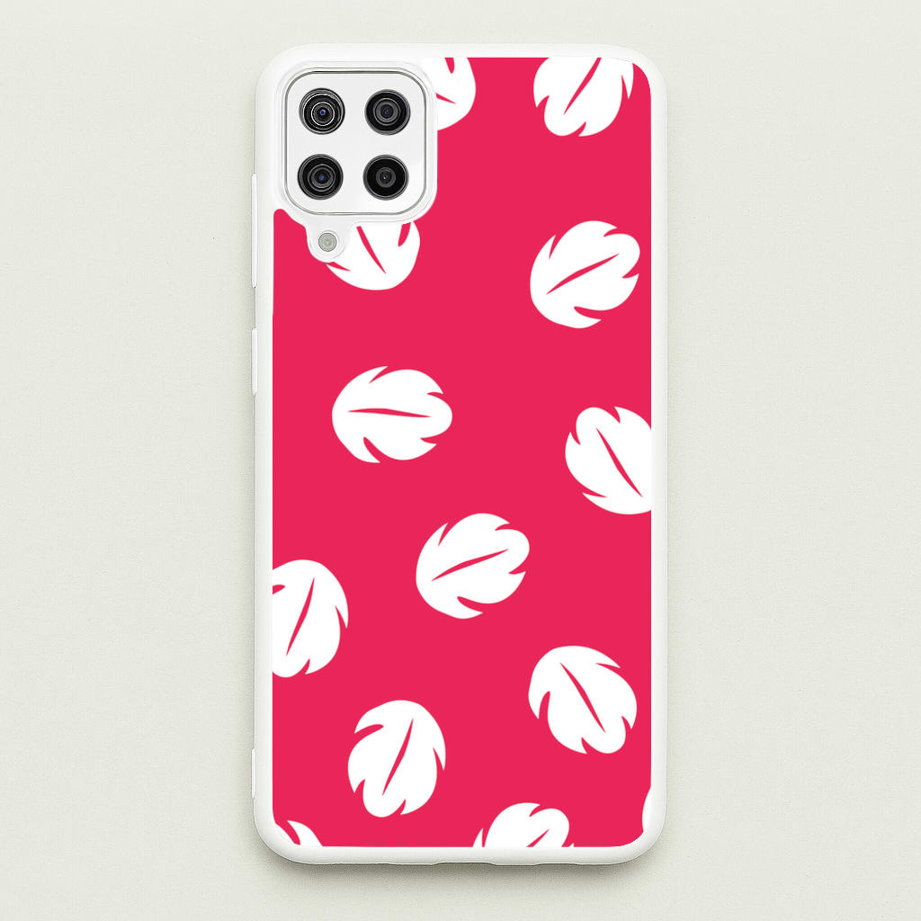 Red And White Cartoon Leaves Pattern - Stitch Phone Case for Galaxy A12