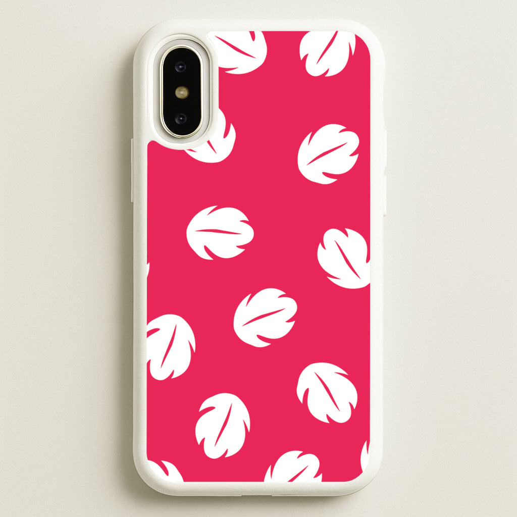 Red And White Cartoon Leaves Pattern - Stitch Phone Case for iPhone X / XS