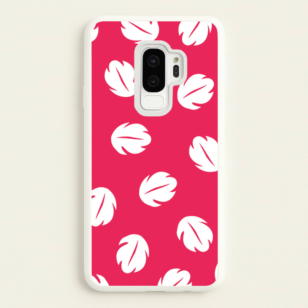 Red And White Cartoon Leaves Pattern - Stitch Phone Case for Galaxy S9 Plus