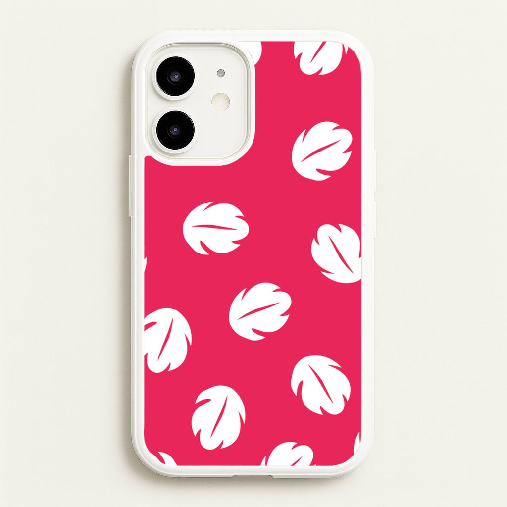 Red And White Cartoon Leaves Pattern - Stitch Phone Case for iPhone 12 / 12 Pro