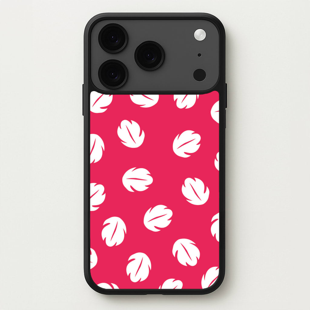 Red And White Cartoon Leaves Pattern Phone Case for iPhone 17 Pro Max