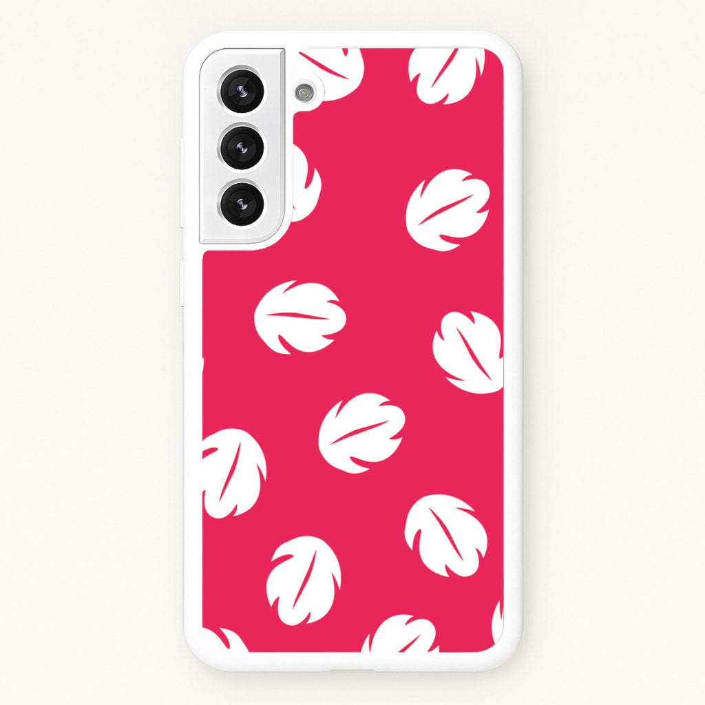 Red And White Cartoon Leaves Pattern - Stitch Phone Case for Galaxy S22