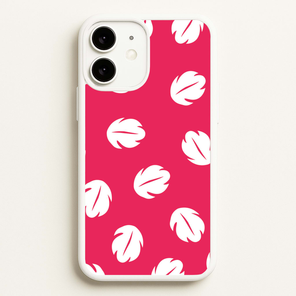 Red And White Cartoon Leaves Pattern - Stitch Phone Case for iPhone 11