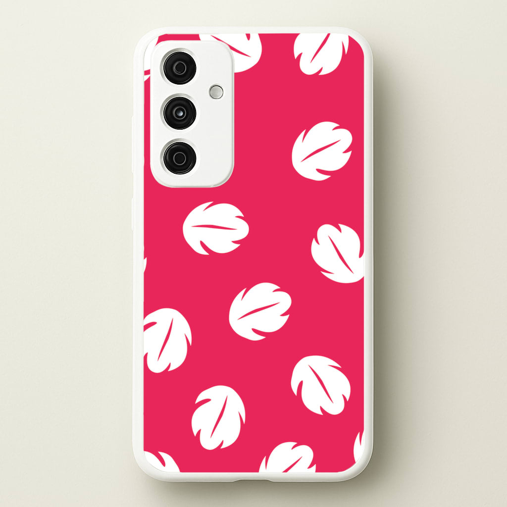 Red And White Cartoon Leaves Pattern - Stitch Phone Case for Galaxy A35