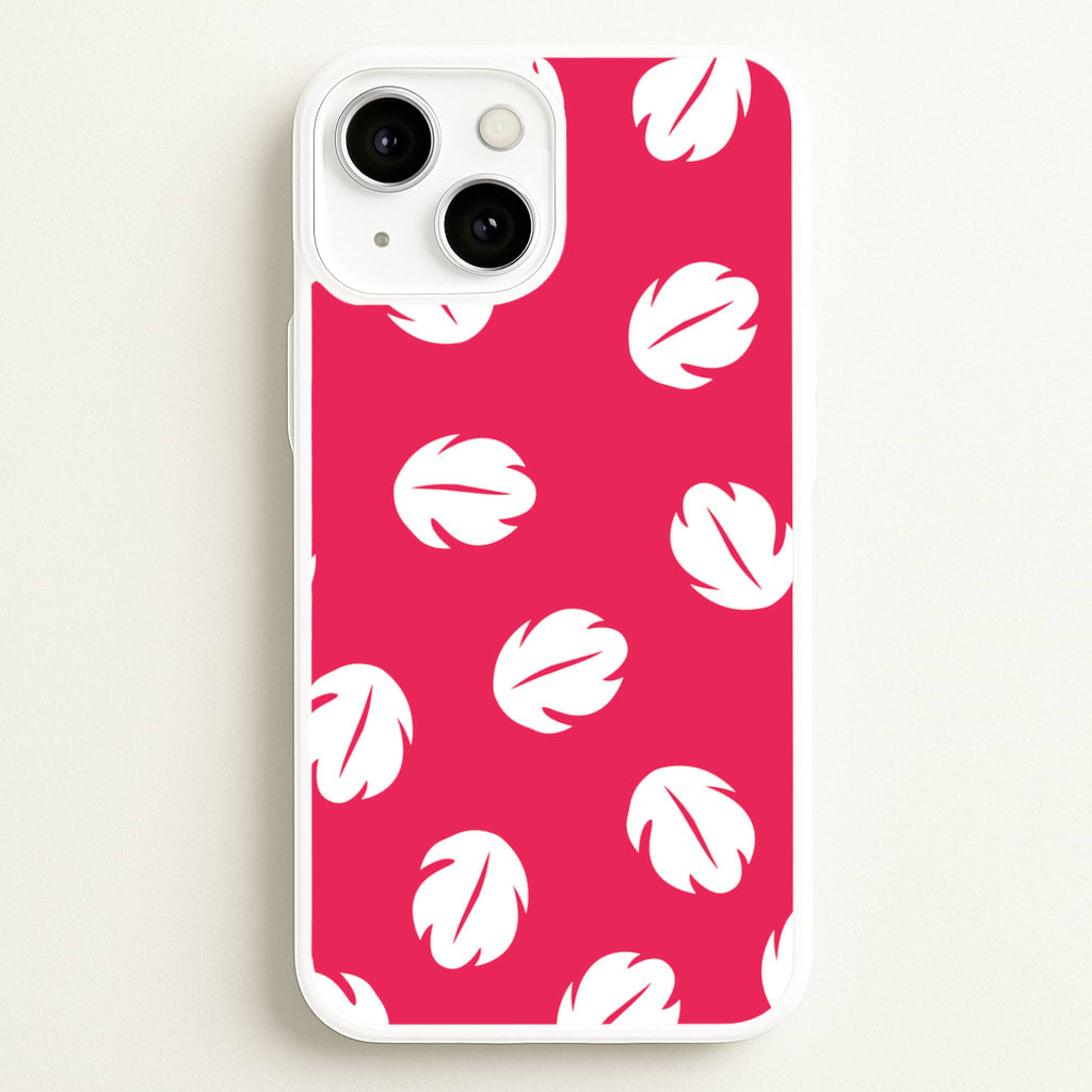 Red And White Cartoon Leaves Pattern - Stitch Phone Case for iPhone 13