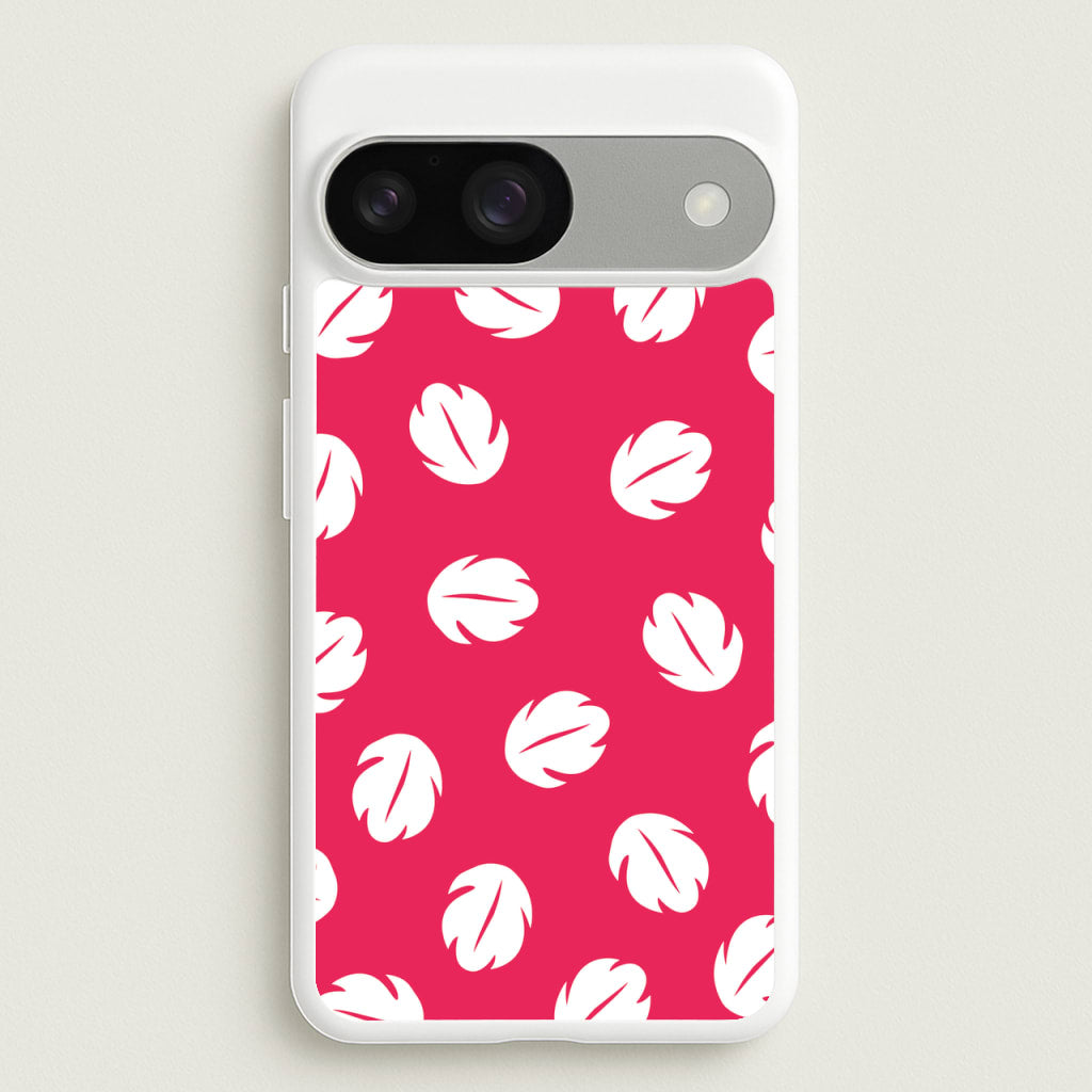Red And White Cartoon Leaves Pattern - Stitch Phone Case for Google Pixel 9 / 9 Pro