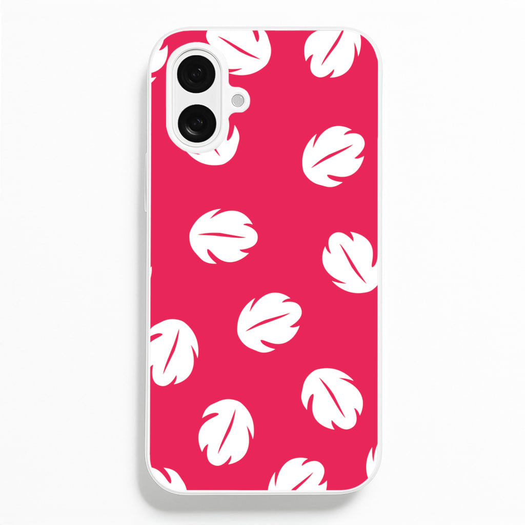Red And White Cartoon Leaves Pattern Phone Case