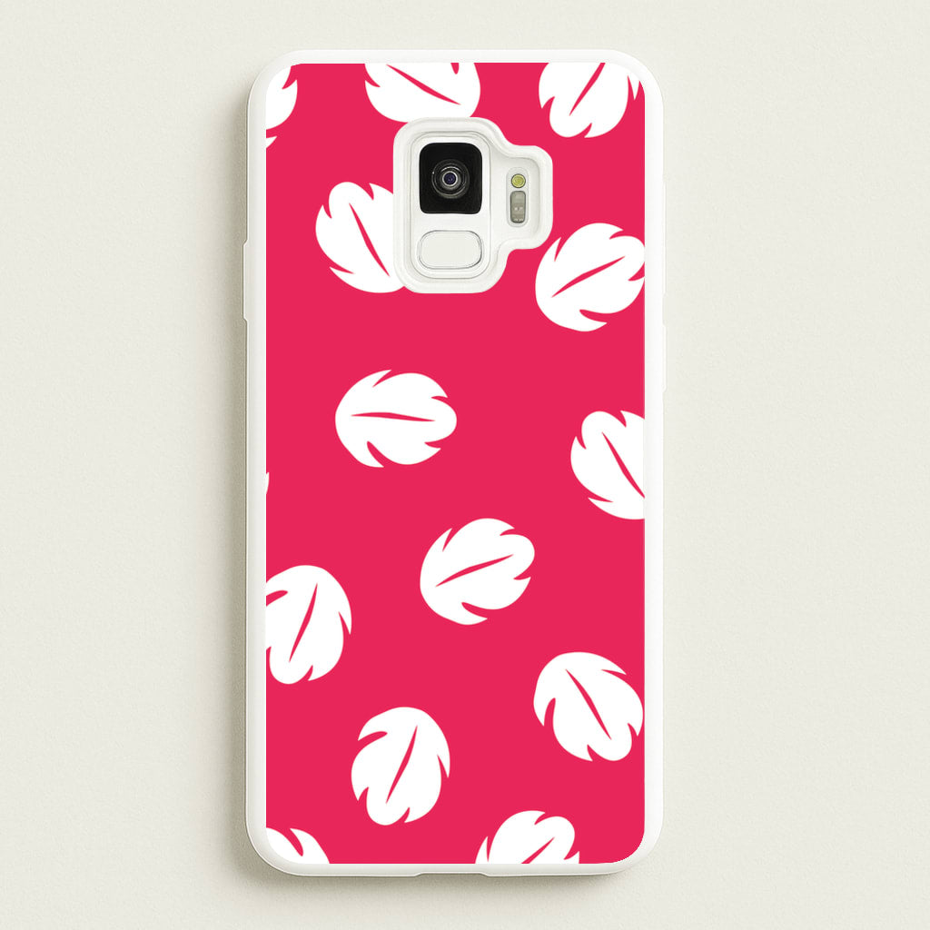 Red And White Cartoon Leaves Pattern - Stitch Phone Case for Galaxy S9