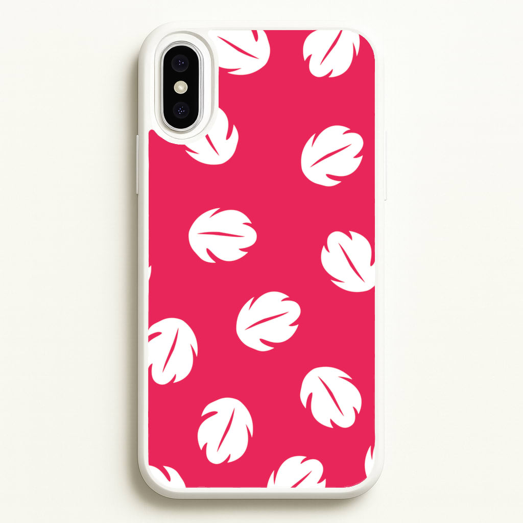 Red And White Cartoon Leaves Pattern - Stitch Phone Case for iPhone XS Max