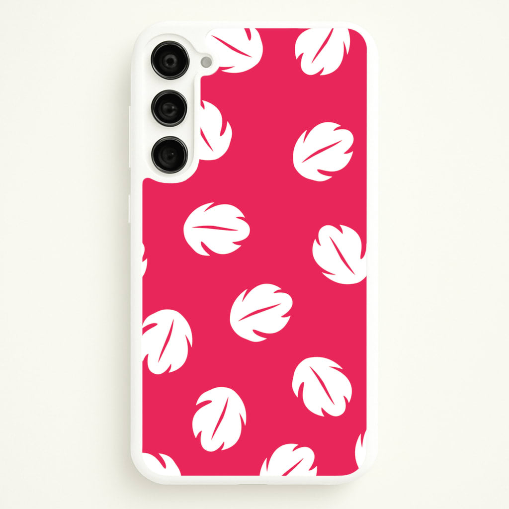 Red And White Cartoon Leaves Pattern - Stitch Phone Case for Galaxy S23 Plus