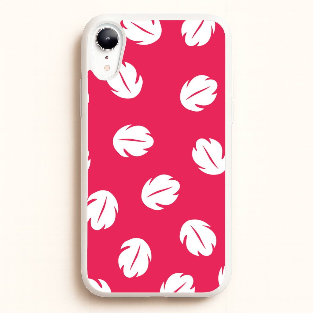Red And White Cartoon Leaves Pattern - Stitch Phone Case for iPhone XR
