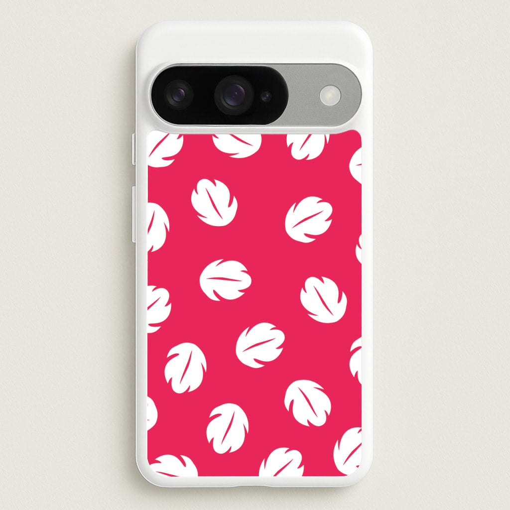 Red And White Cartoon Leaves Pattern Phone Case for Google Pixel 10 / 10 Pro