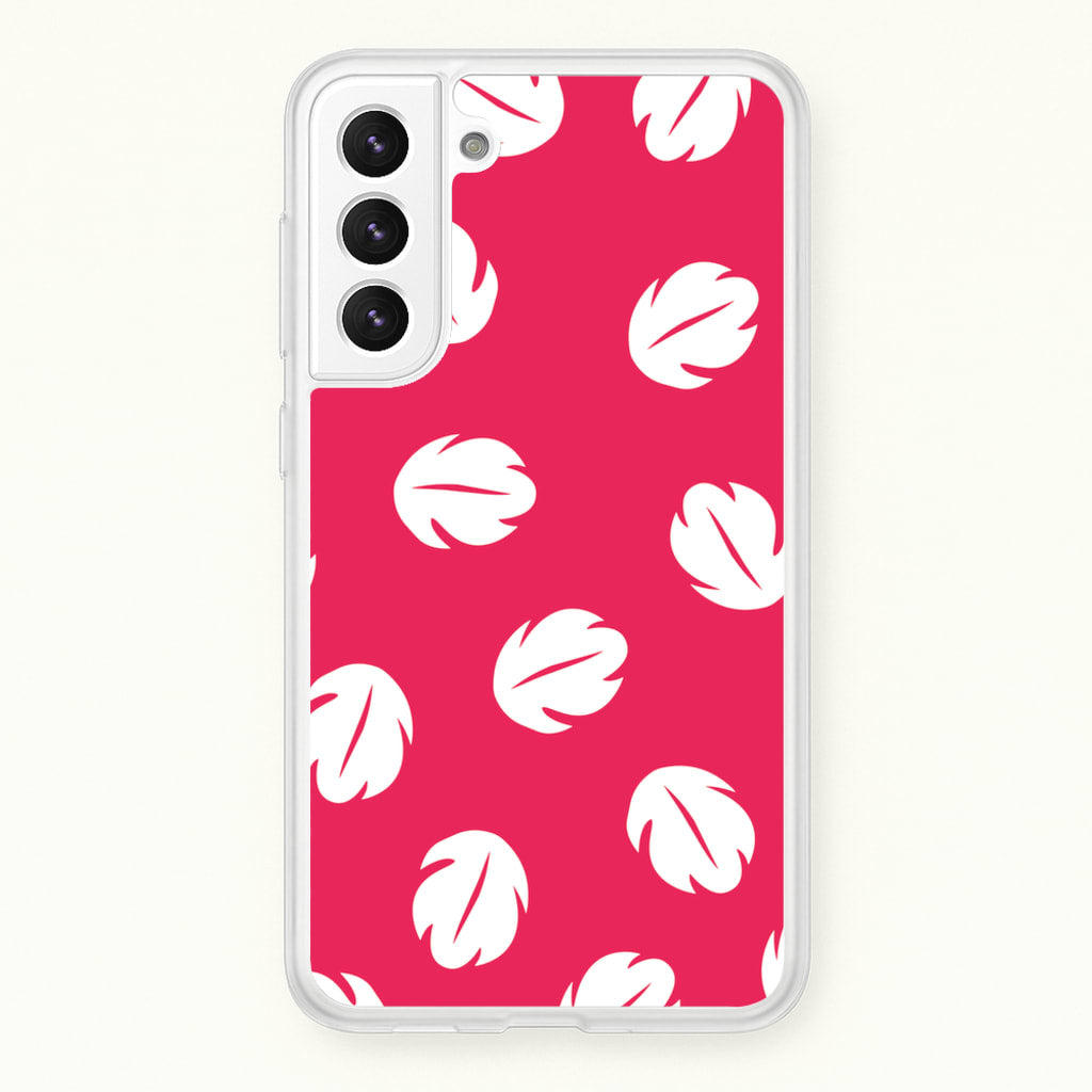 Red And White Cartoon Leaves Pattern - Stitch Phone Case for Galaxy S22 Plus