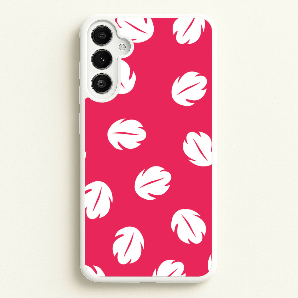 Red And White Cartoon Leaves Pattern - Stitch Phone Case for Galaxy A36