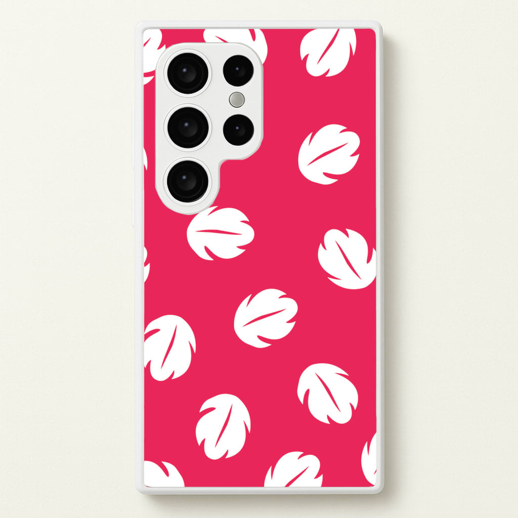 Red And White Cartoon Leaves Pattern - Stitch Phone Case for Galaxy S24 Ultra