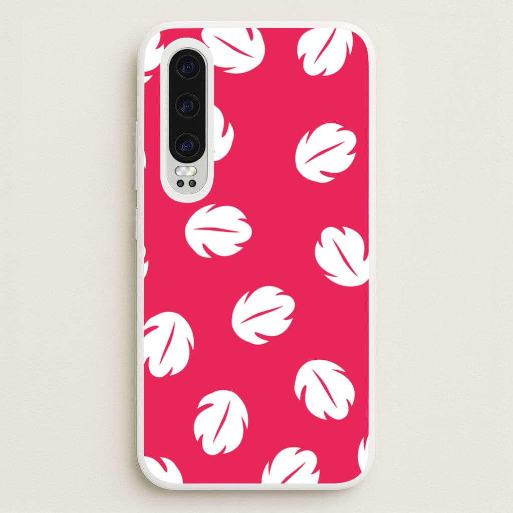 Red And White Cartoon Leaves Pattern - Stitch Phone Case for Huawei P30