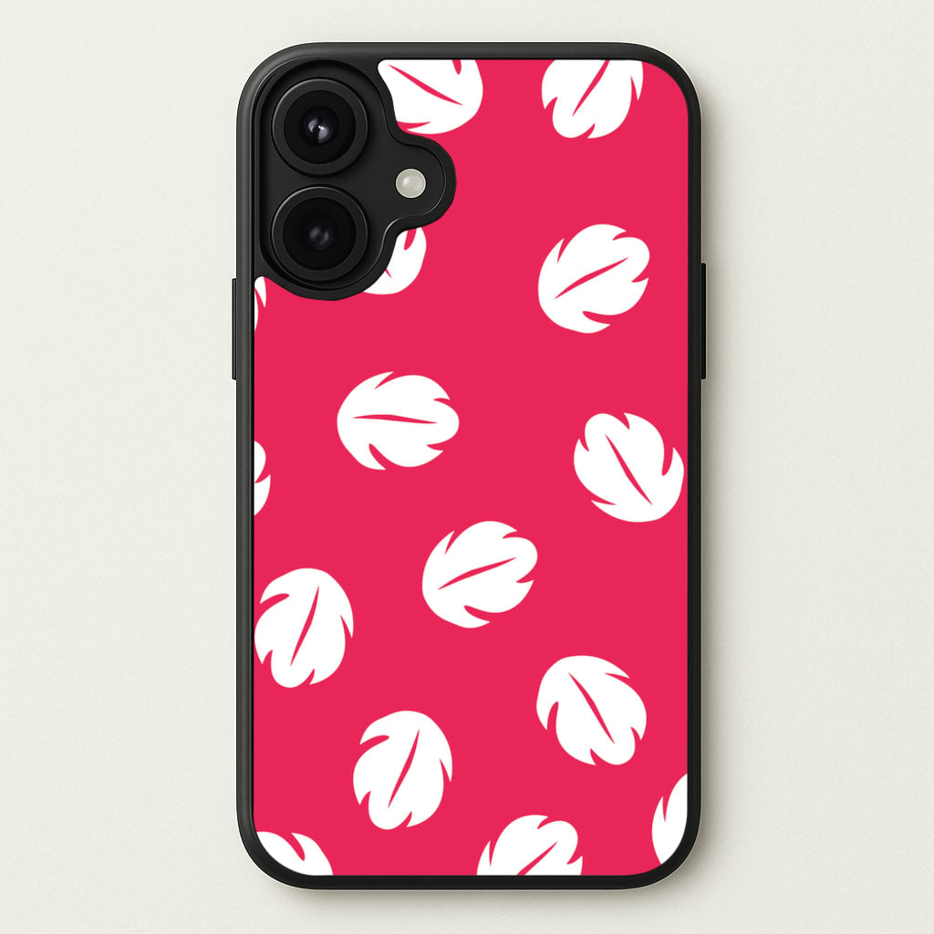 Red And White Cartoon Leaves Pattern Phone Case for iPhone 17