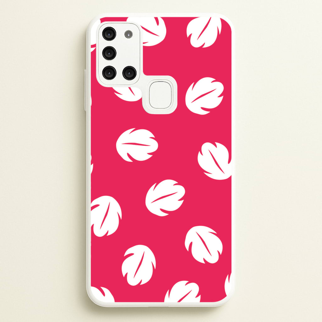 Red And White Cartoon Leaves Pattern - Stitch Phone Case for Galaxy A21s