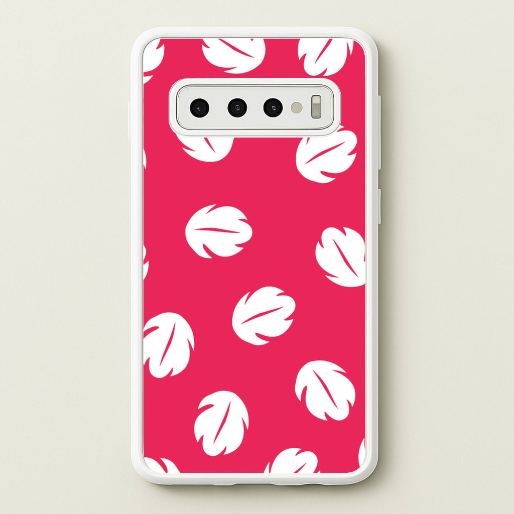 Red And White Cartoon Leaves Pattern - Stitch Phone Case for Galaxy S10