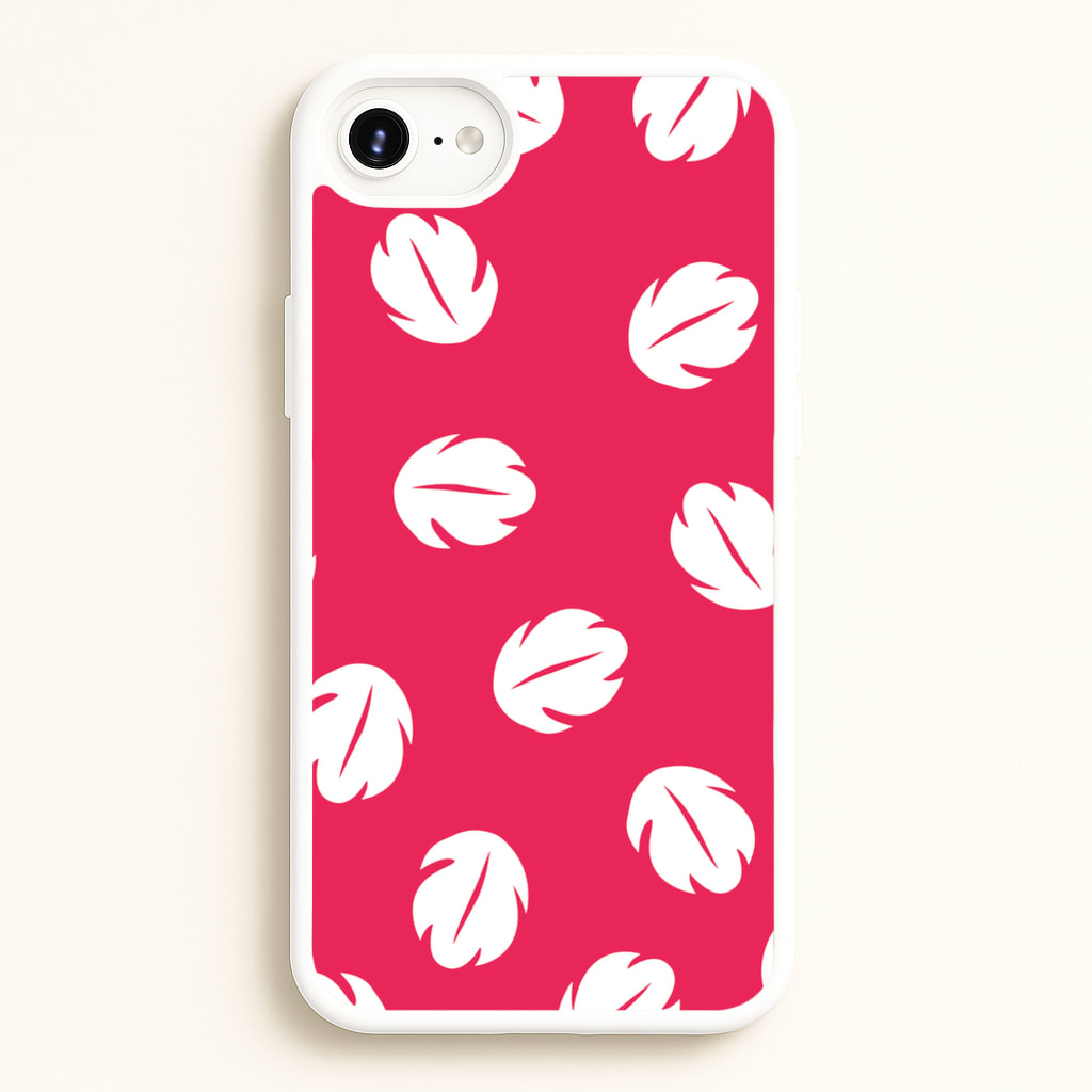 Red And White Cartoon Leaves Pattern - Stitch Phone Case for iPhone 6 Plus / 7 Plus / 8 Plus