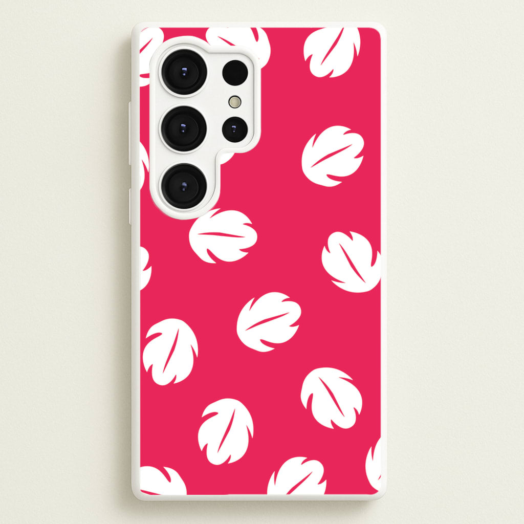 Red And White Cartoon Leaves Pattern - Stitch Phone Case for Galaxy S25 Ultra