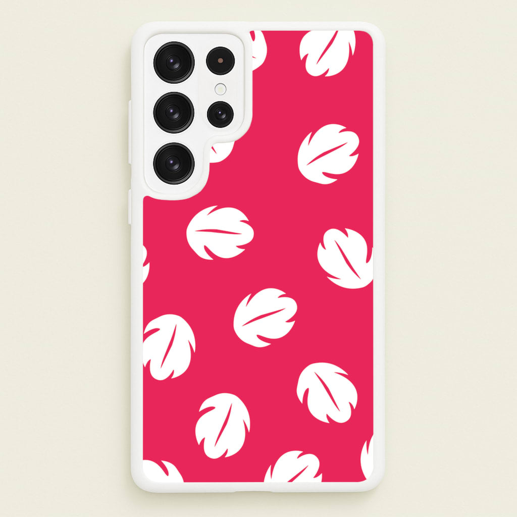 Red And White Cartoon Leaves Pattern - Stitch Phone Case for Galaxy S22 Ultra