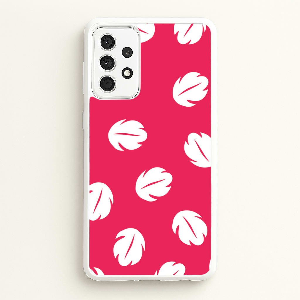 Red And White Cartoon Leaves Pattern - Stitch Phone Case for Galaxy A52 / A52s