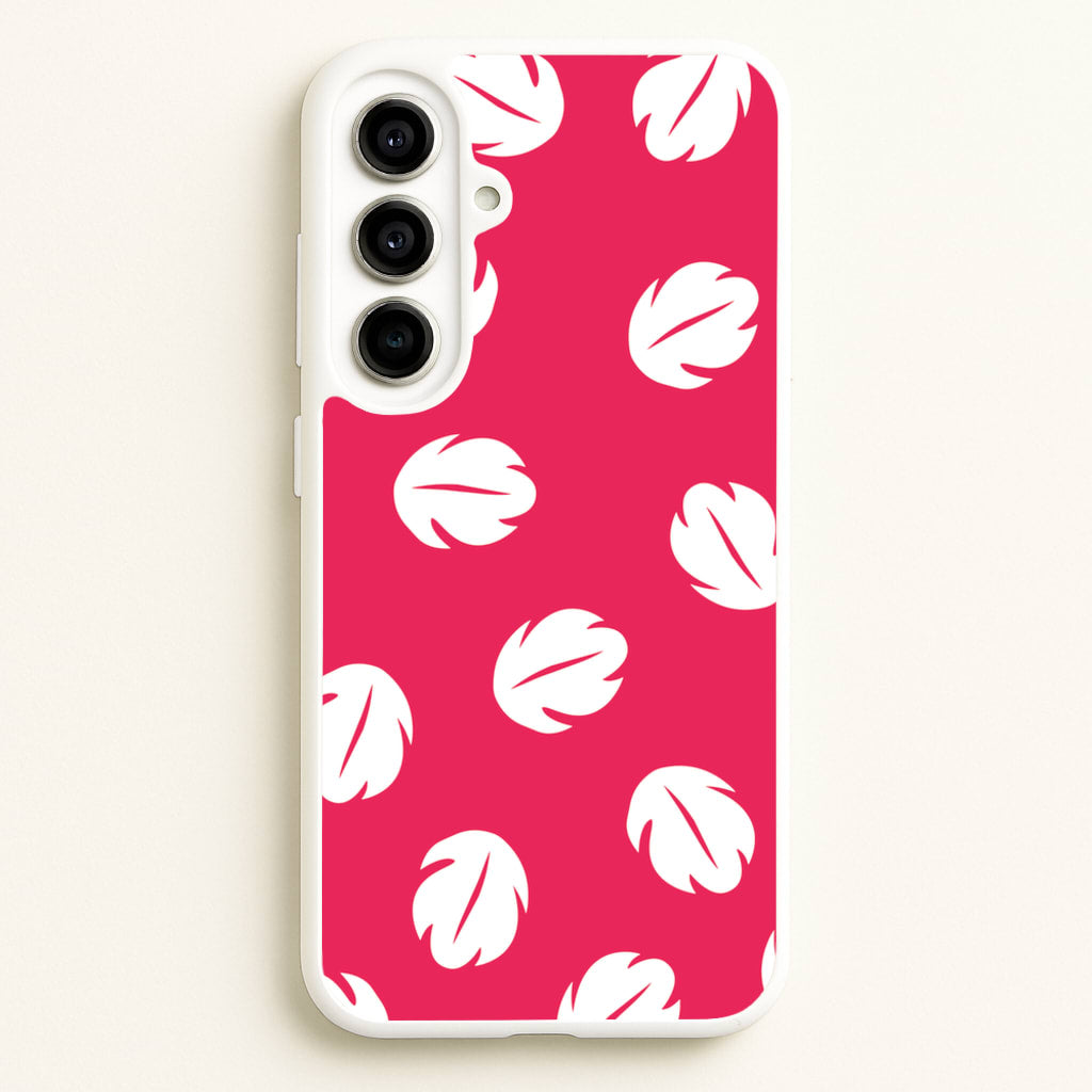 Red And White Cartoon Leaves Pattern - Stitch Phone Case for Galaxy A56