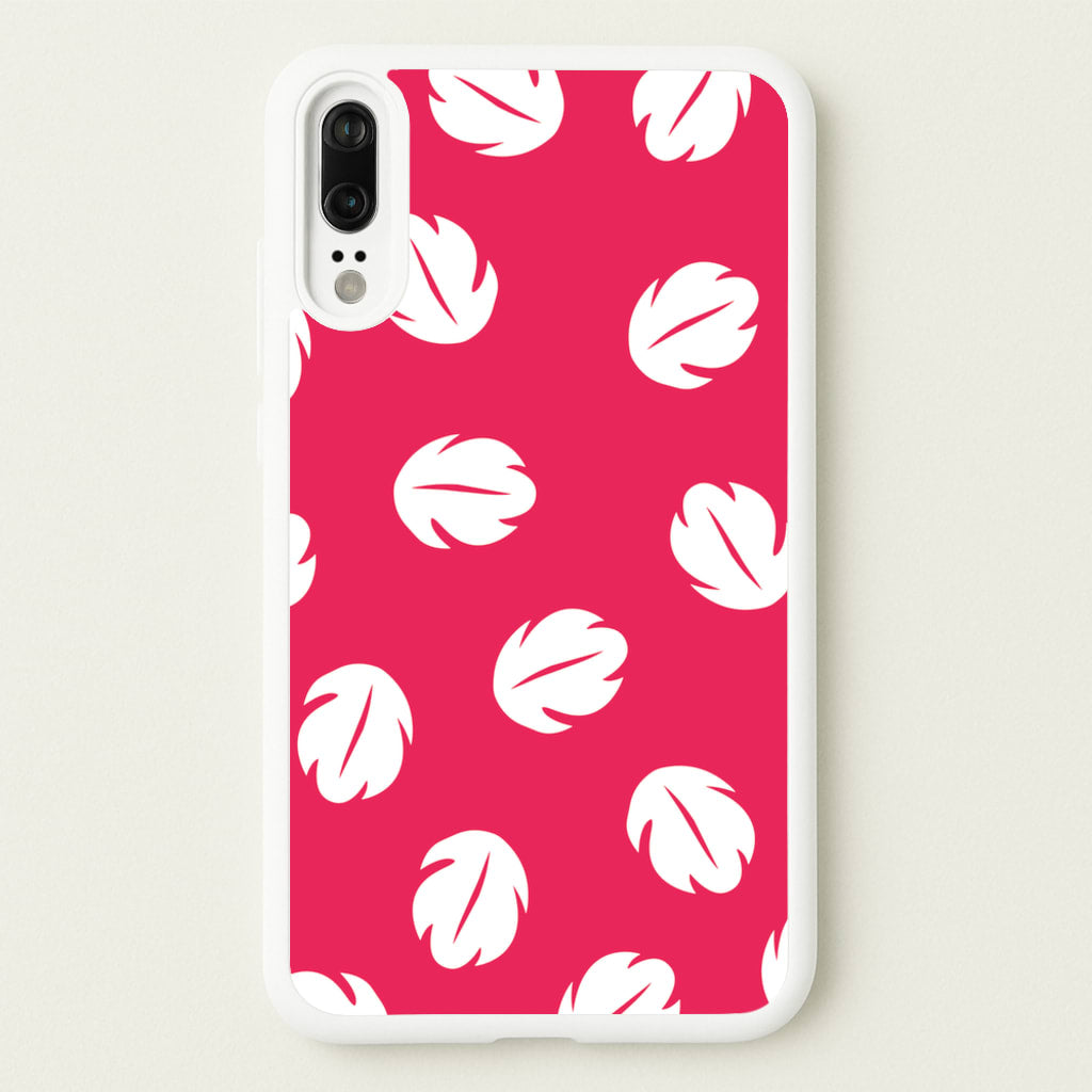 Red And White Cartoon Leaves Pattern - Stitch Phone Case for Huawei P20