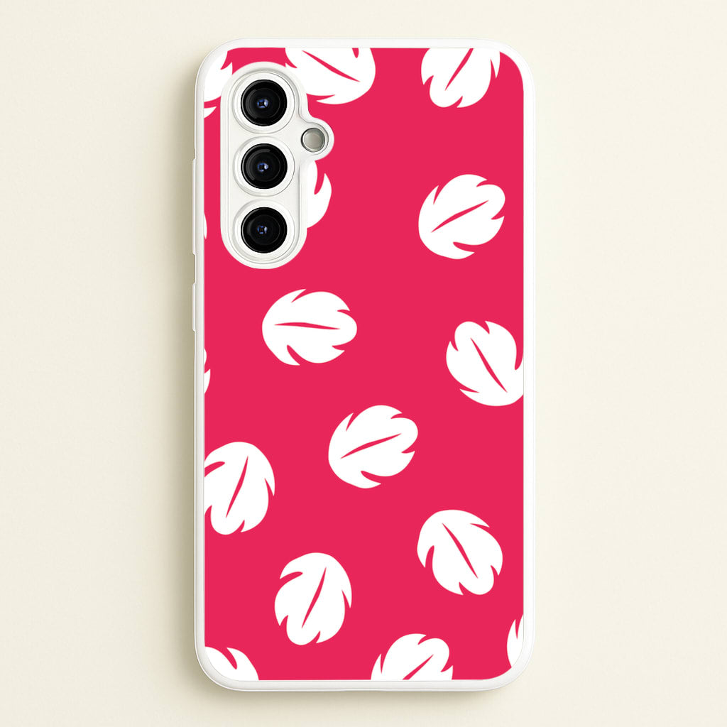 Red And White Cartoon Leaves Pattern - Stitch Phone Case for Galaxy A54