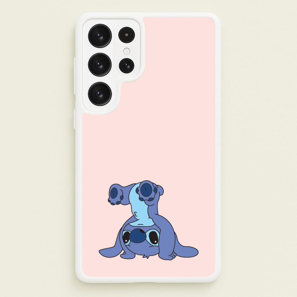 Cute Blue Alien Handstand - Stitch Phone Case for Galaxy S22 Ultra