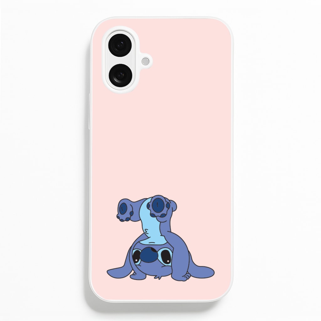 Cute Blue Alien Handstand - Stitch Phone Case for iPhone 16 Plus