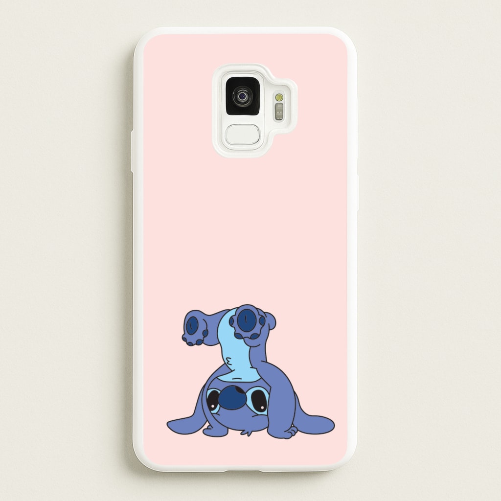 Cute Blue Alien Handstand - Stitch Phone Case for Galaxy S9
