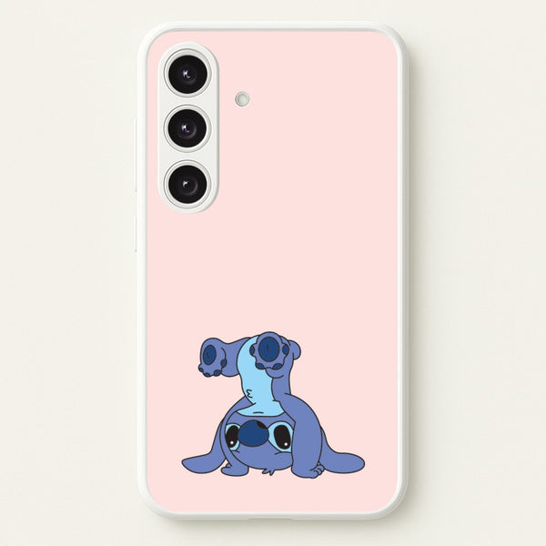 Cute Blue Alien Handstand - Stitch Phone Case for Galaxy S24