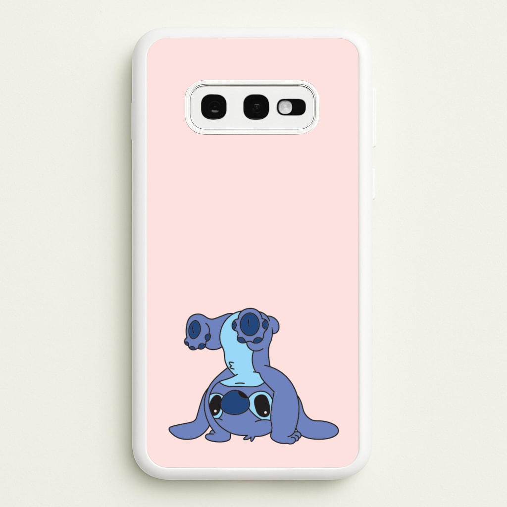 Cute Blue Alien Handstand - Stitch Phone Case for Galaxy S10e