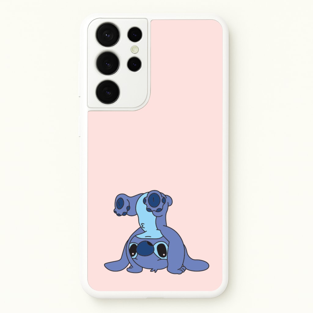 Cute Blue Alien Handstand - Stitch Phone Case for Galaxy S21 Ultra
