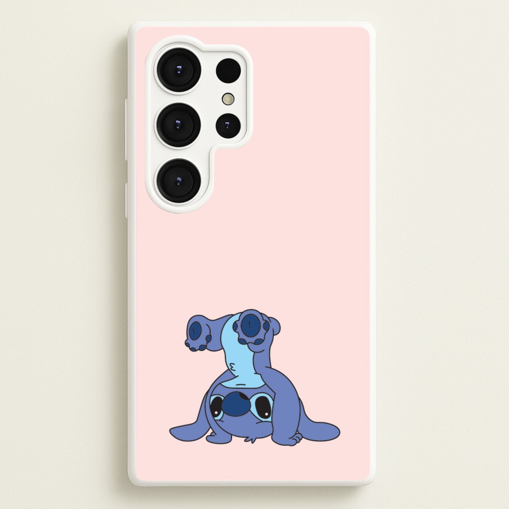 Cute Blue Alien Handstand - Stitch Phone Case for Galaxy S25 Ultra