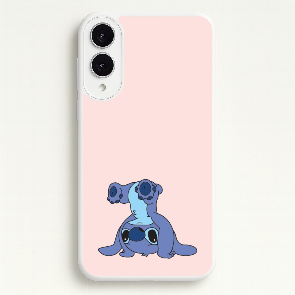 Cute Blue Alien Handstand - Stitch Phone Case for Galaxy S25 Edge
