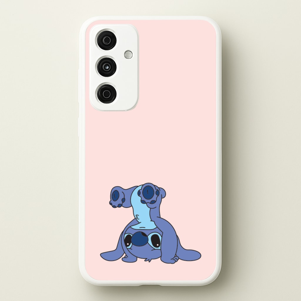 Cute Blue Alien Handstand - Stitch Phone Case for Galaxy A55