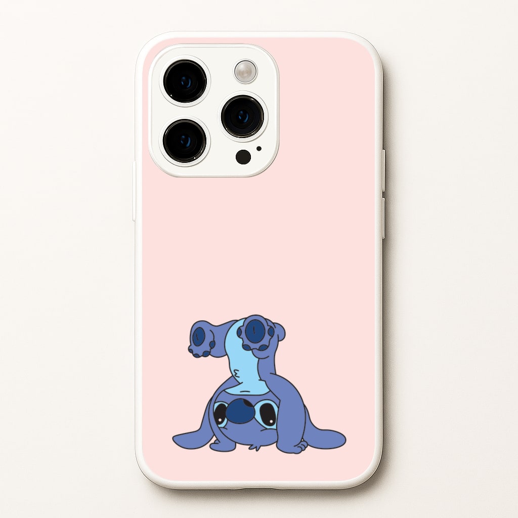 Cute Blue Alien Handstand - Stitch Phone Case for iPhone 15 Pro