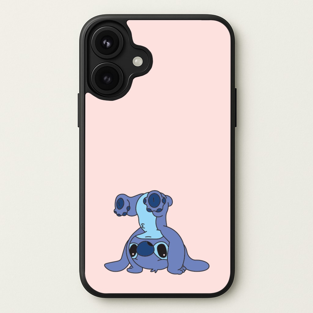 Cute Blue Alien Handstand Phone Case for iPhone 17