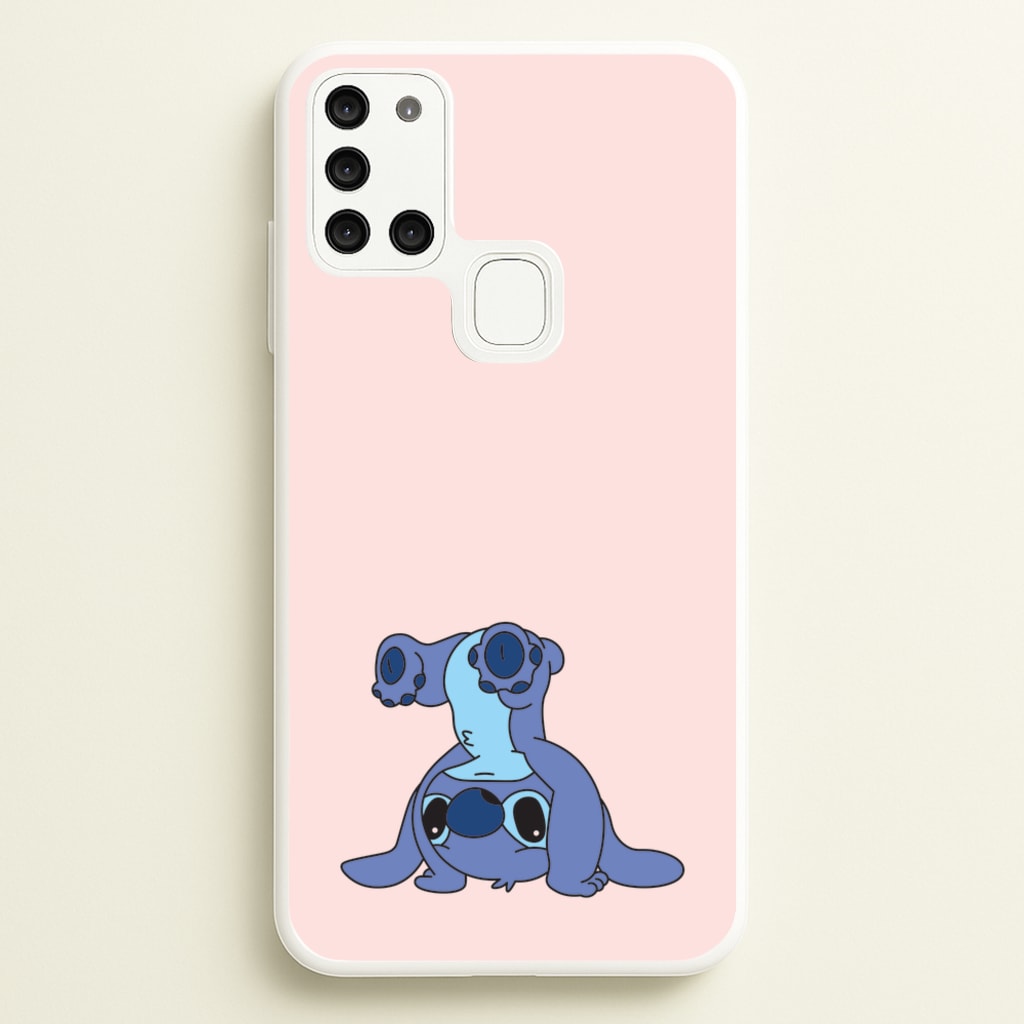 Cute Blue Alien Handstand - Stitch Phone Case for Galaxy A21s