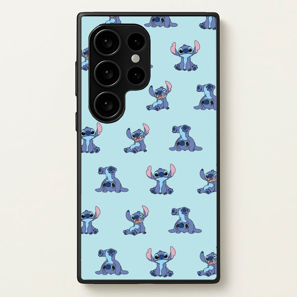 Cute Blue Alien Pose Pattern - Stitch Phone Case for Galaxy S24 Ultra