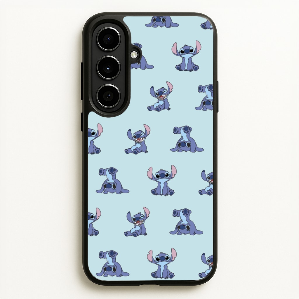 Cute Blue Alien Pose Pattern - Stitch Phone Case for Galaxy A56