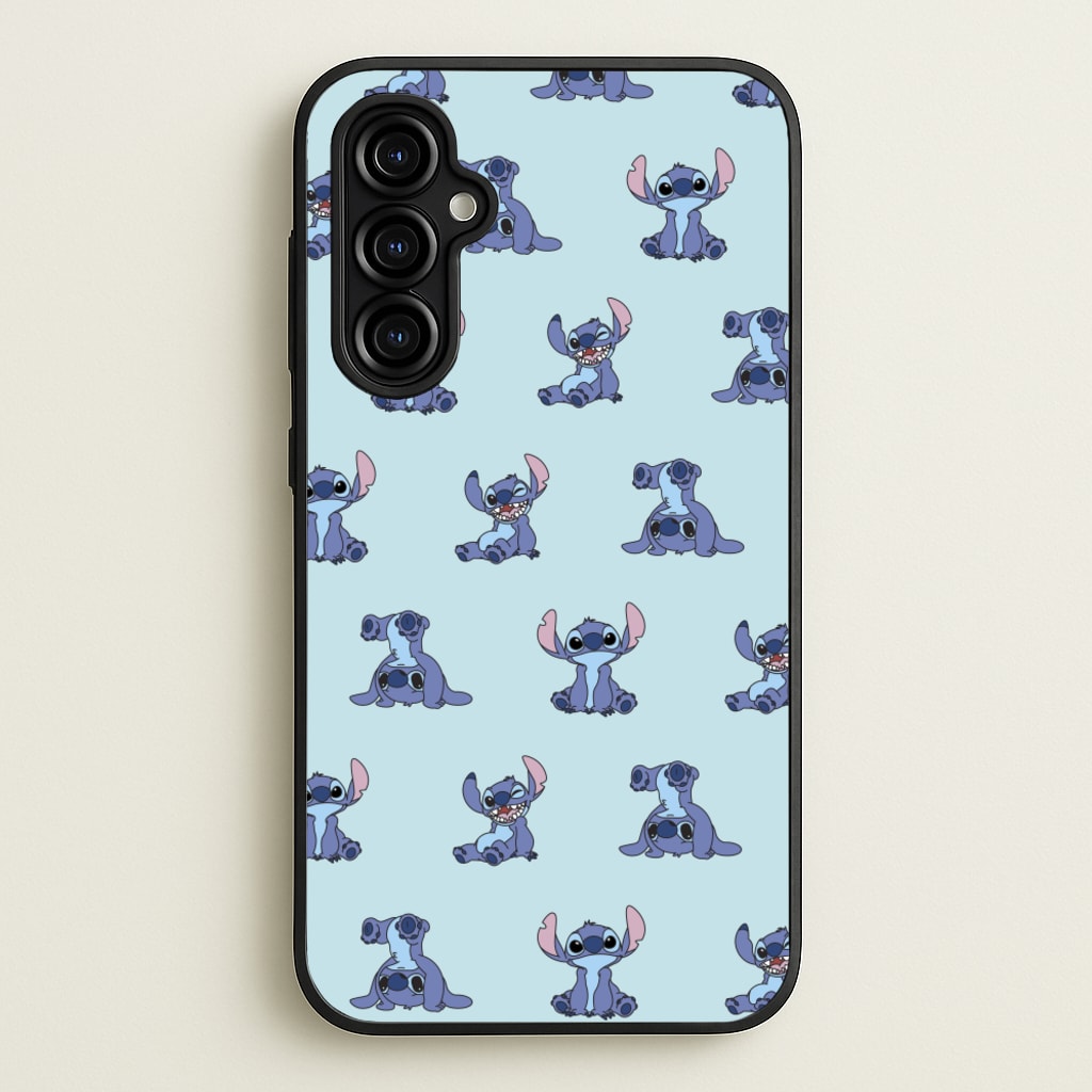 Cute Blue Alien Pose Pattern - Stitch Phone Case for Galaxy A54