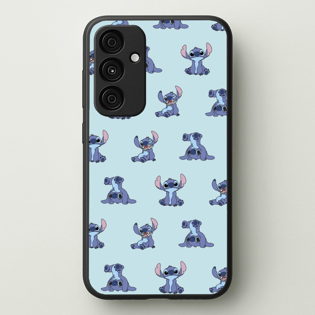 Cute Blue Alien Pose Pattern - Stitch Phone Case for Galaxy A15